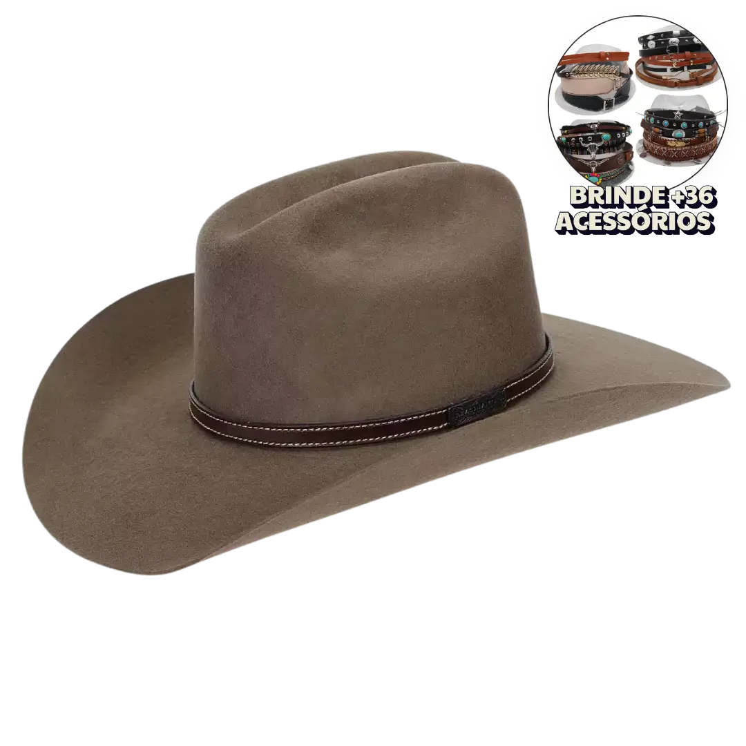 Chapéu de Cowboy Feltro Castor + BRINDES