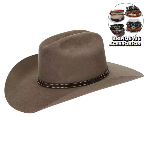 Chapéu de Cowboy Feltro Castor + BRINDES
